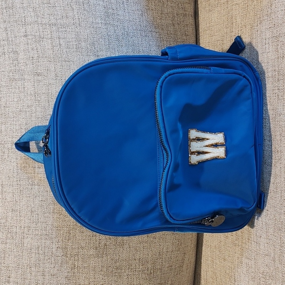 STONEY CLOVER LANE mini backpack bag in berry Blue 🔵 "W" Initial On Front Used